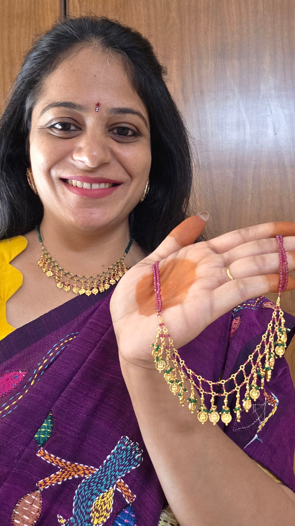Handmade jali kasu neckset