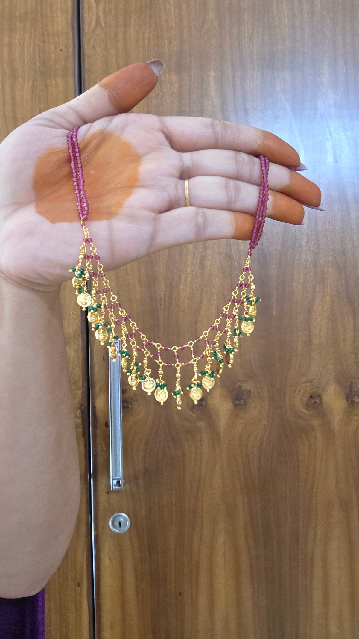 Handmade jali kasu neckset
