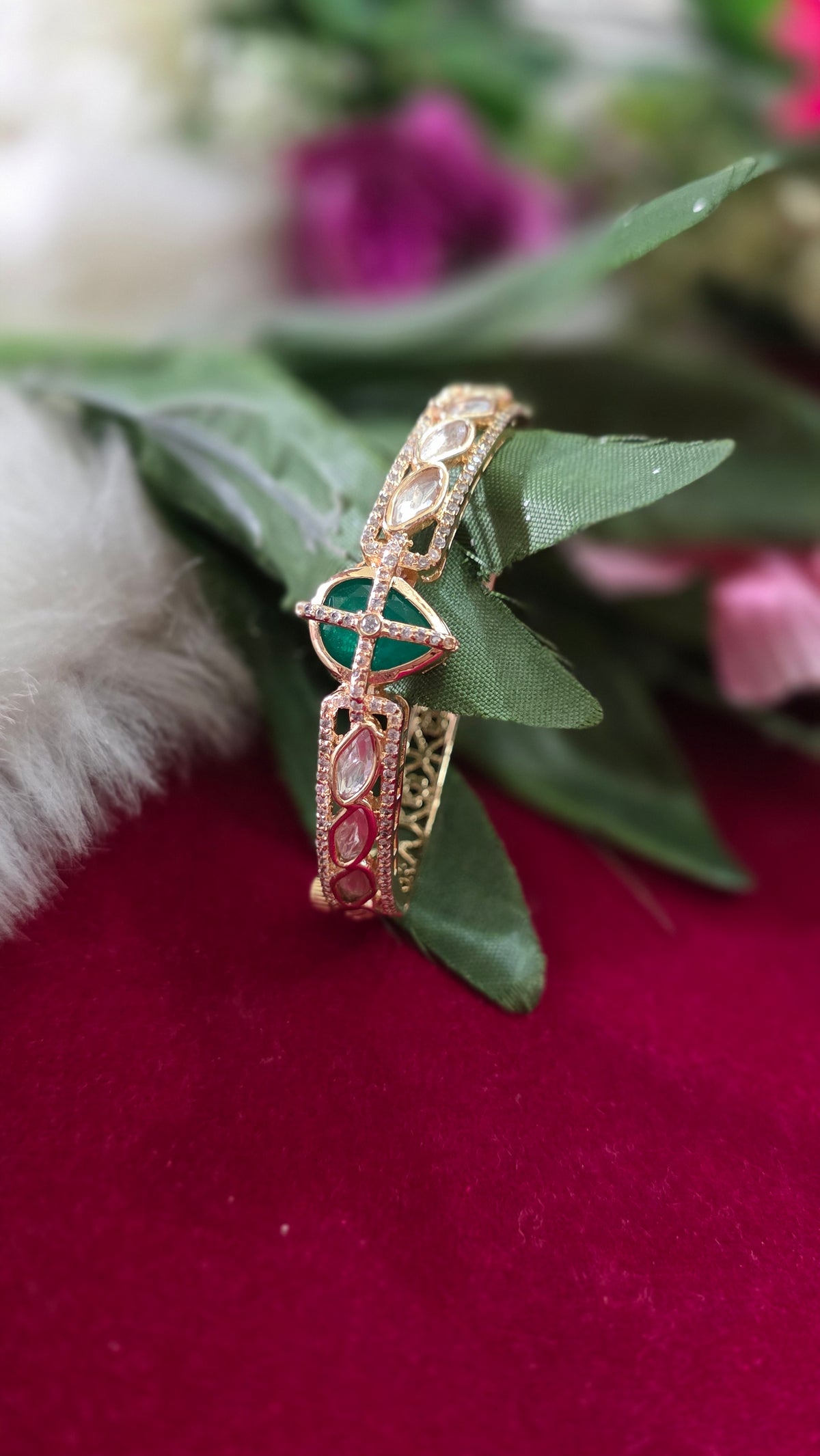 Exquisite Moissanite kada in 92.5 silver look alike kada