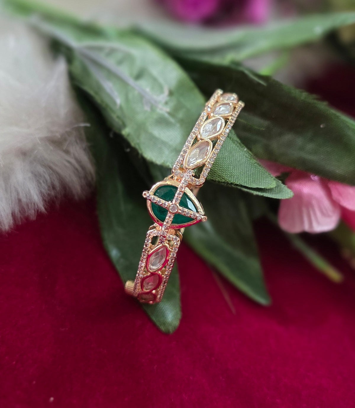 Exquisite Moissanite kada in 92.5 silver look alike kada