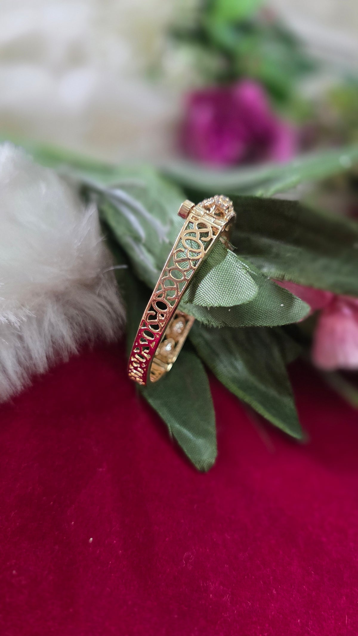 Exquisite Moissanite kada in 92.5 silver look alike kada
