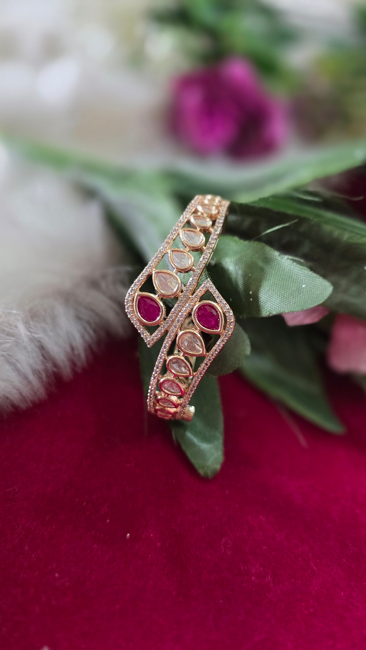 Exquisite Moissanite kada in 92.5 silver look alike kada