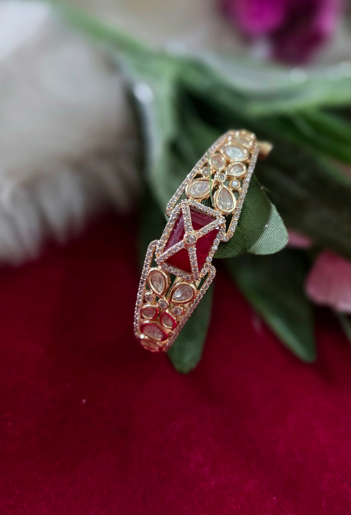 Exquisite Moissanite kada in 92.5 silver look alike kada