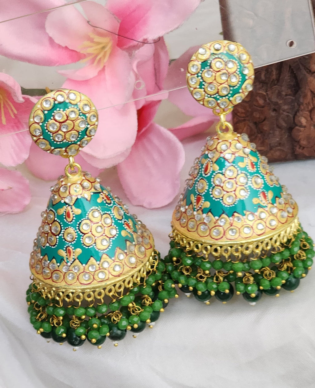 Rithu’s handcrafted meenakari jhumkas in premium quality