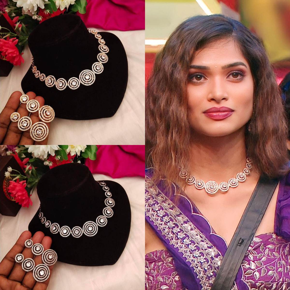Subha sree circle adstone neckset with earrings