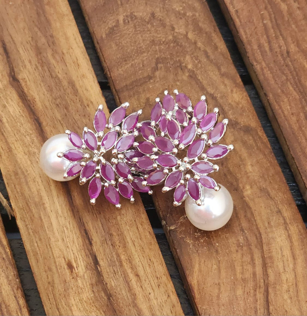 Premium leaf shape ad stone earrings