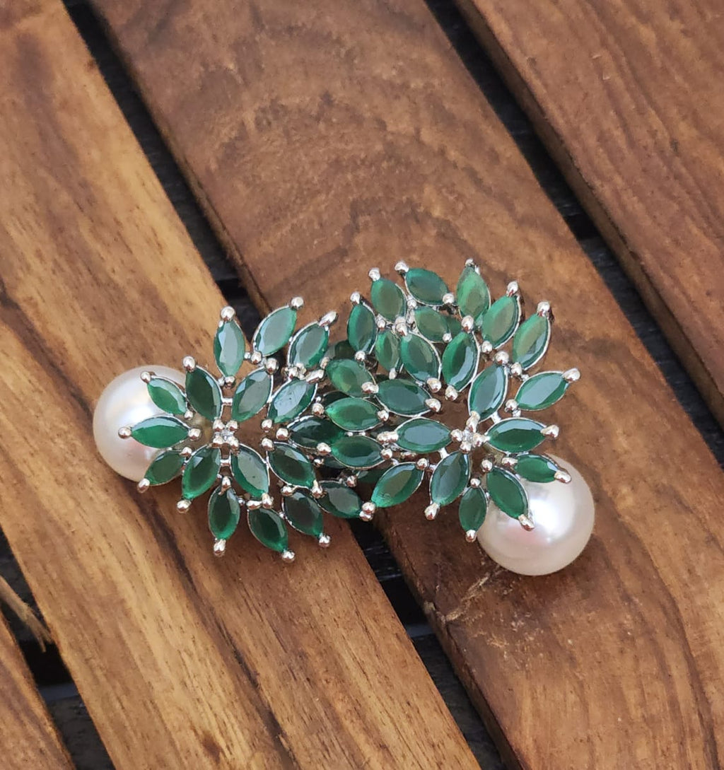 Premium leaf shape ad stone earrings