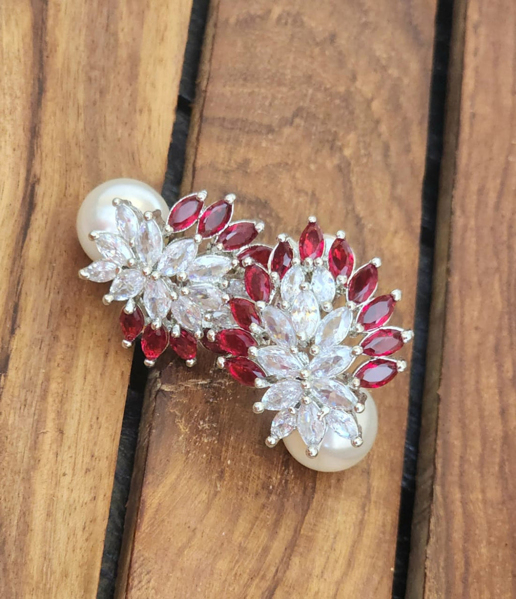Premium leaf shape ad stone earrings
