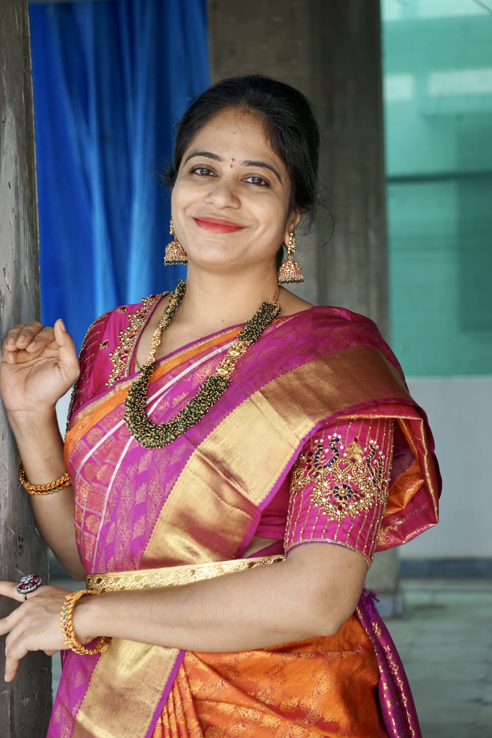 Semi bridal gutta pusala neckset with lakshmi highlighters and nakshi butta earrings