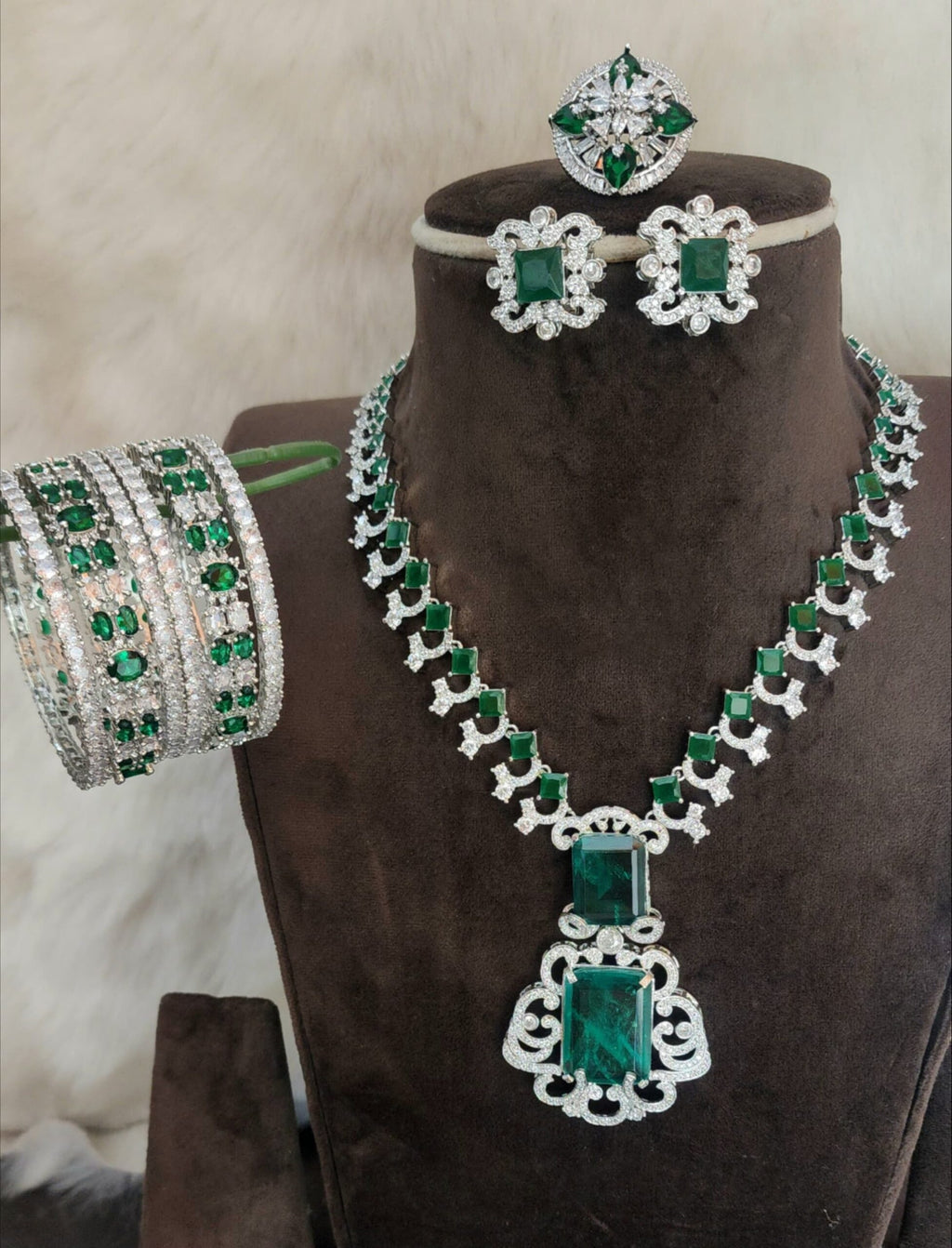 Nitha ambani Green emerald stone neckset with earrings