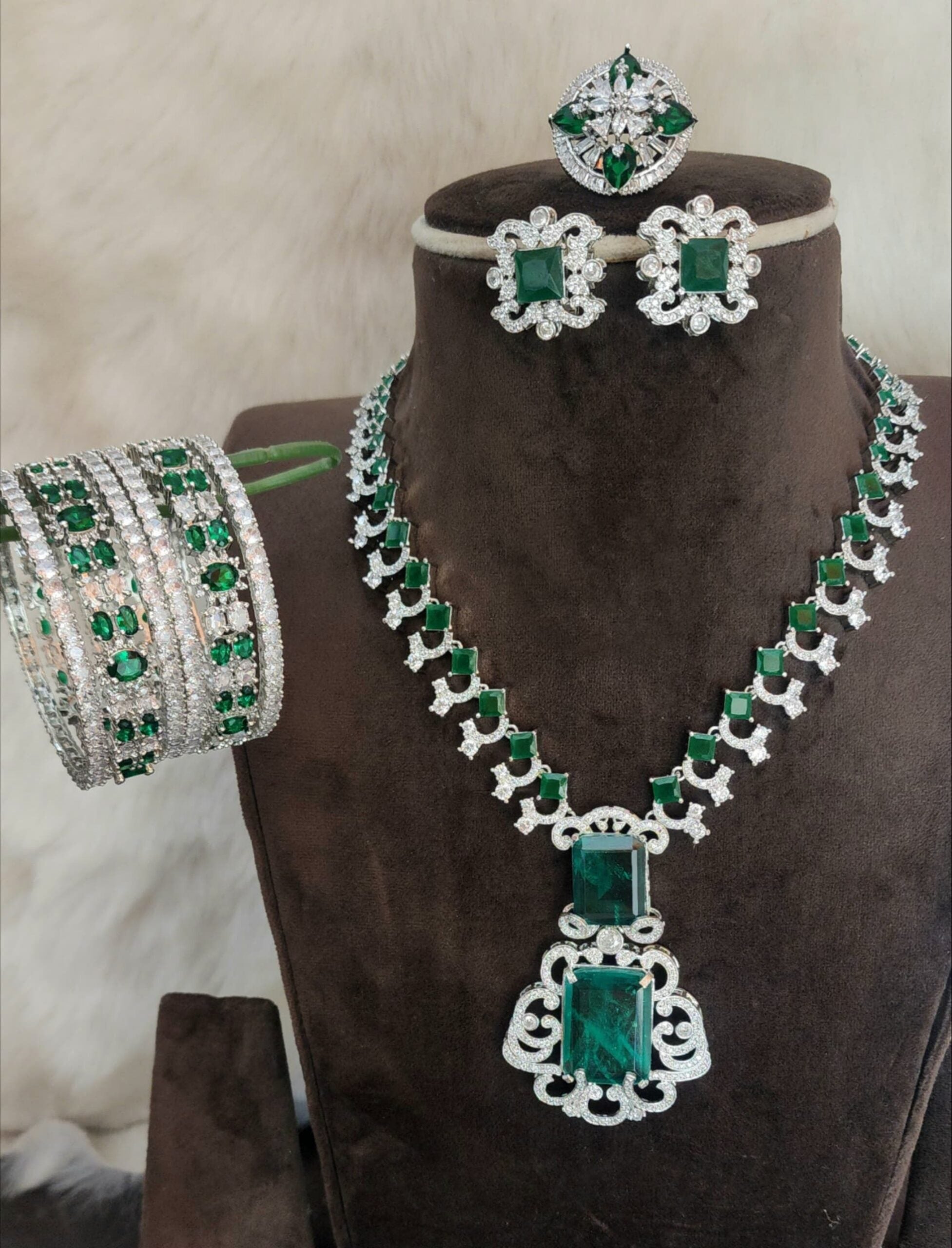 Nitha ambani Green emerald stone neckset with earrings