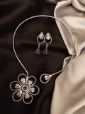 Oxidised Headphone style Neckset with earrings