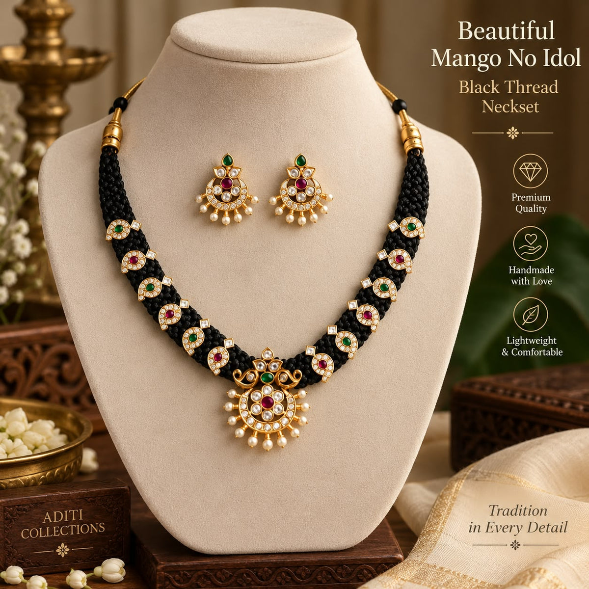 Beautiful mango no idol Black thread neckset